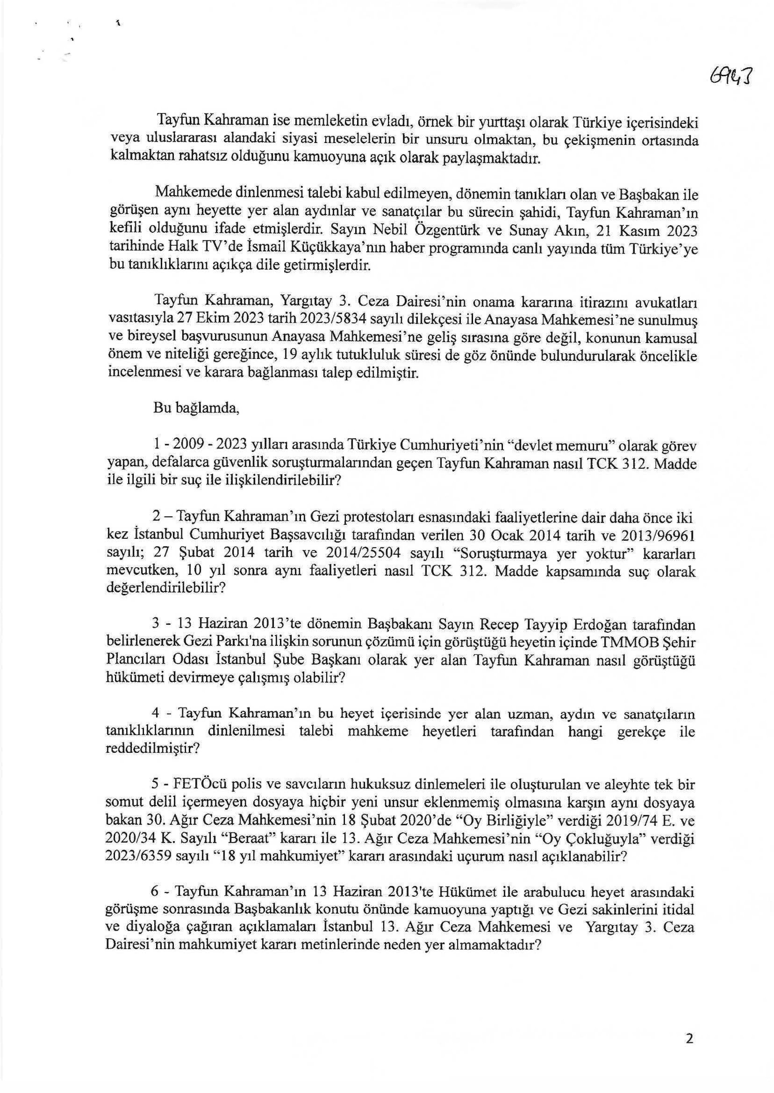 Tayfun Kahraman Hakkında Soru Önergesi