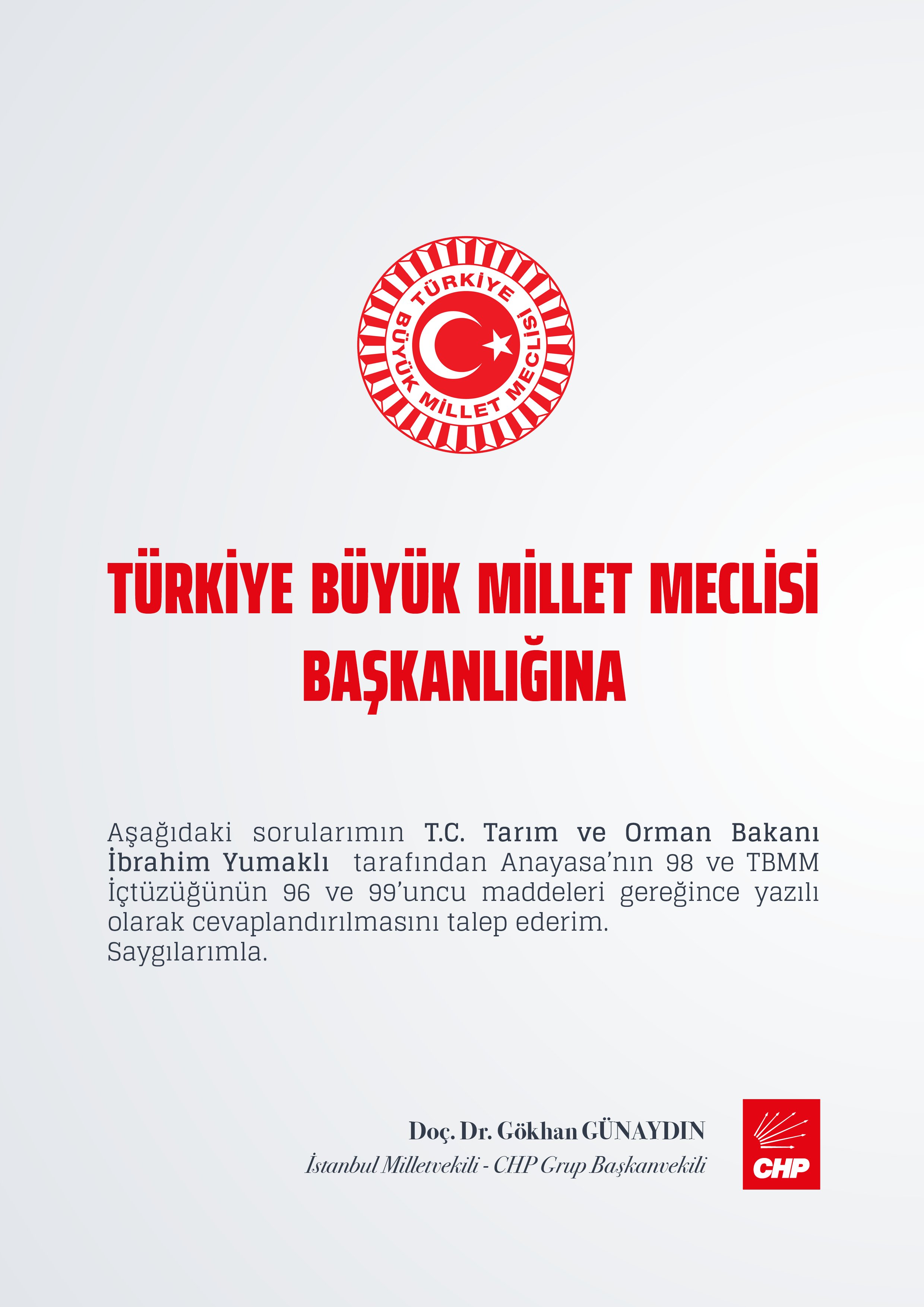 Tarım ve Orman Bakanı İbrahim Yumaklı’nın yanıtlaması istemiyle orman yangını ile ilgili soru önergemizi TBMM Başkanlığı’na sunduk
