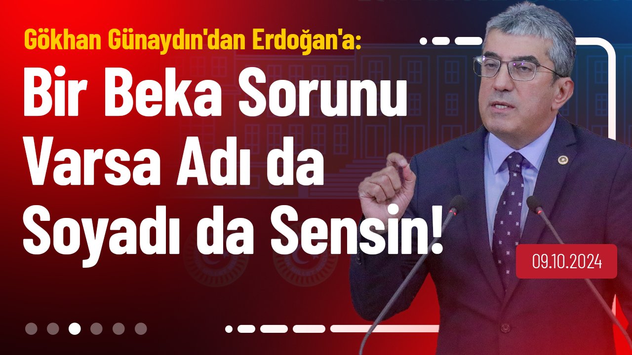 CHP Grup Başkanvekili Gökhan Günaydın, Erdoğan için "Bu memleketin bir beka sorunu varsa adı da soyadı da sensin." ifadelerini kullandı.
