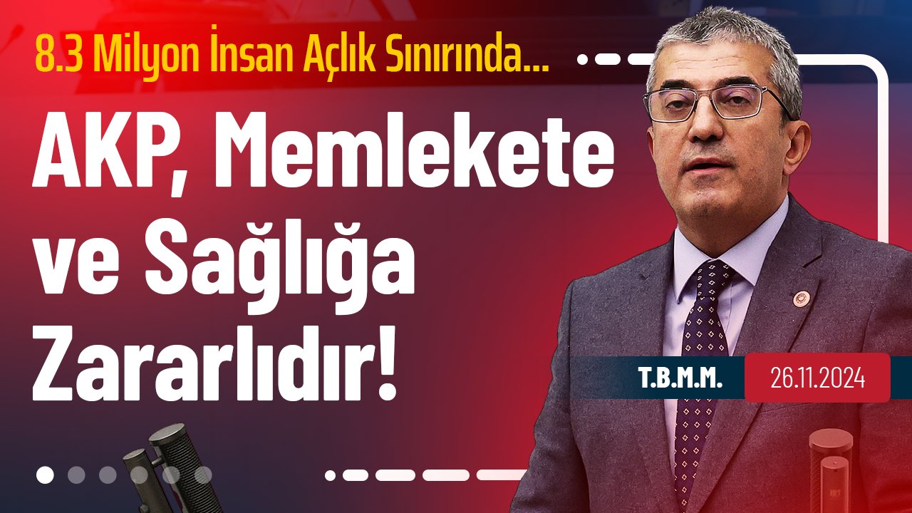 CHP Grup Başkanvekili Gökhan Günaydın, TBMM Genel Kurulu'nda  Sosyal Sigortalar Kanunu'nda yapılan değişiklikleri eleştirdi GSS pirimlerinin faiziyle birlikte silindiğini söyledi. Günaydın, "Aralık 2024 itibarıyla 17 bin lira olan asgari ücretlinin satın alma gücü 11 bin liraya düşecek. Ne gam, aranızda oturun, konuşun. Bakın, 8 milyon 300 bin insan var böylesine açlık sınırına mahkum ettiğiniz. AKP memlekete zarardır, sağlığa zararlıdır!" dedi.