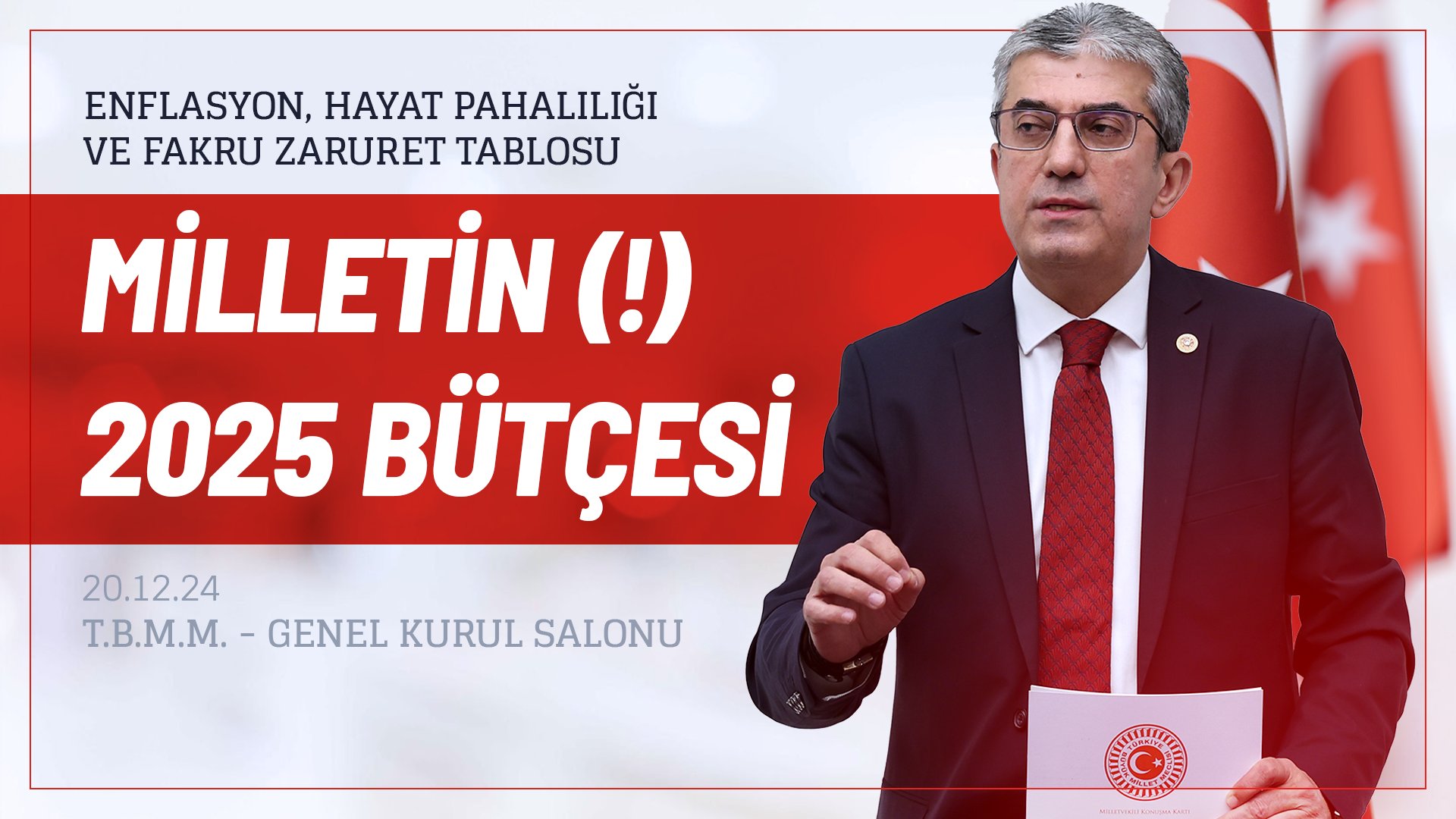 Cumhuriyet Halk Partisi Grup Başkanvekili Gökhan Günaydın'ın CHP Grubu adına, TBMM Genel Kurulu'nda; 2025 Bütçesi üzerine gerçekleştirdiği konuşması.