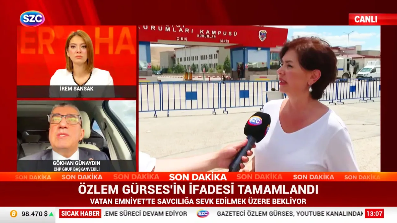 SZC TV'de Özlem Gürses'in gözaltına alınmasını değerlendiren CHP Grup Başkanvekili Gökhan Günaydın, "Özlem Gürses'in kasıtlı olarak bu ülkenin zararına bir şey söylemesi mümkün değildir" yorumunu yaptı.
