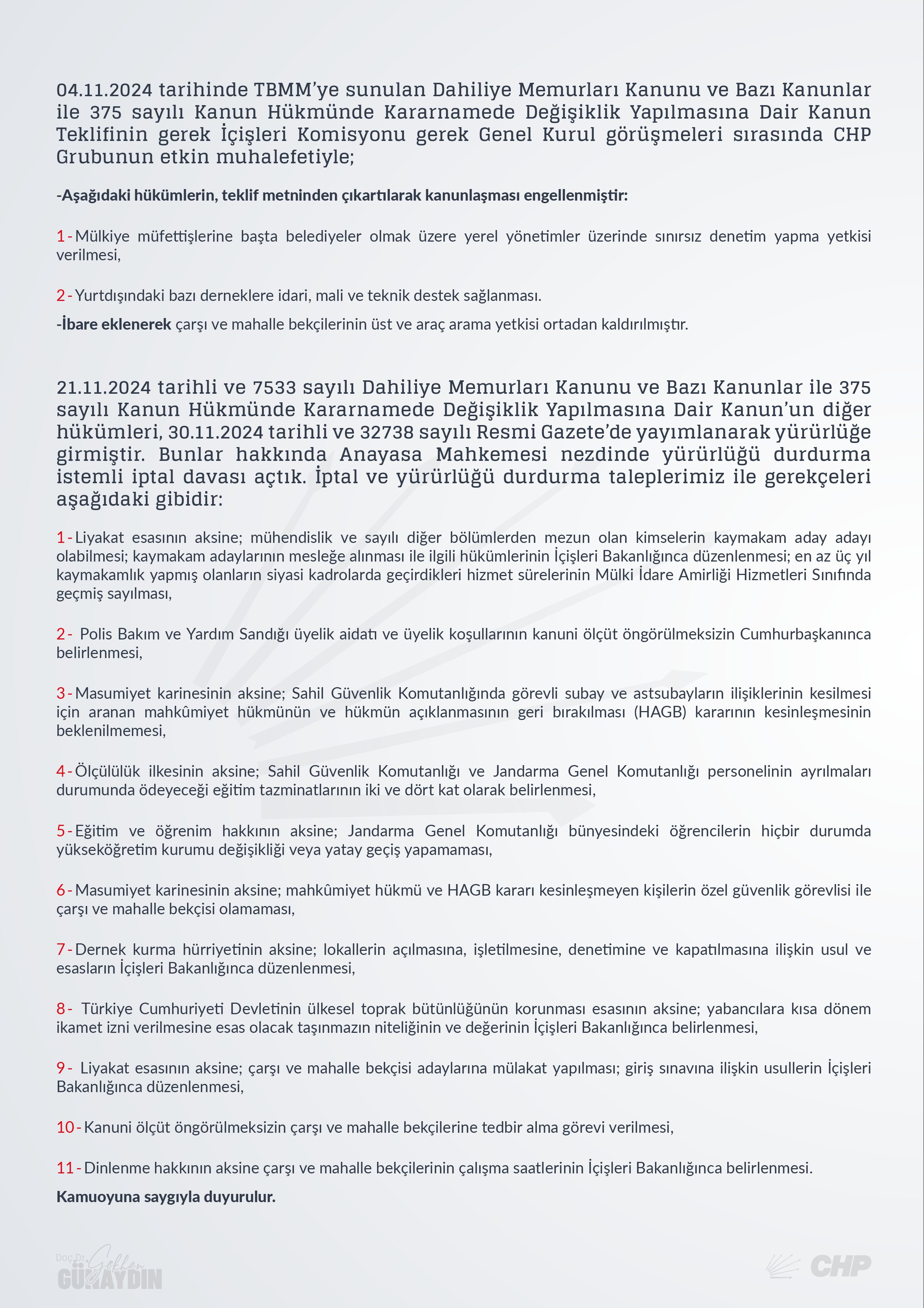 Noterlik ve Dahiliye Memurları Kanunu'nu Anayasa Mahkemesi’ne Taşıdık