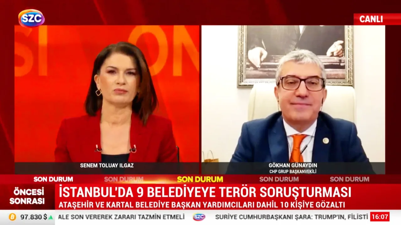 CHP Grup Başkanvekili Gökhan Günaydın, SZC TV'de Senem Toluay Ilgaz ile Öncesi Sonrası programına katılarak gündeme ilişkin soruları yanıtladı.