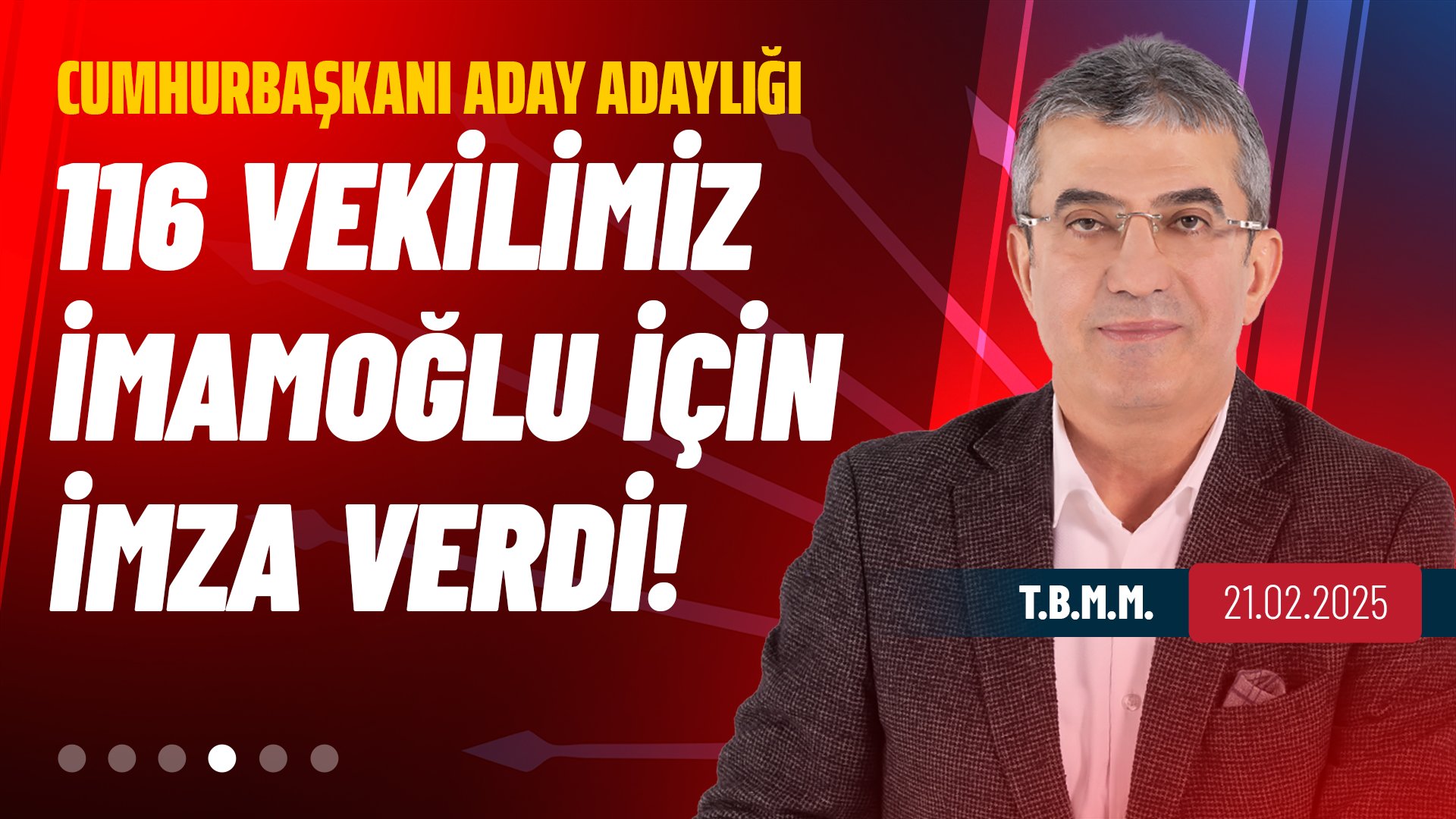 116 milletvekili arkadaşımız Sayın Ekrem İmamoğlu‘nun CHP cumhurbaşkanı aday adayı olması yönünde imza kullandı.