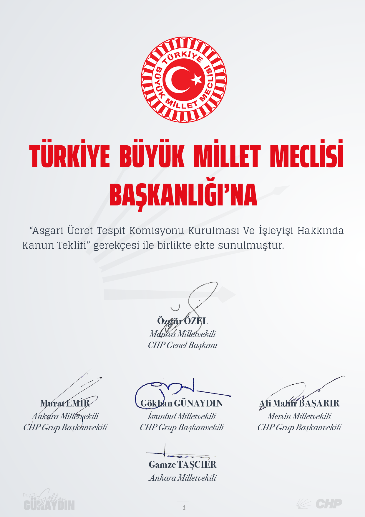Asgari Ücret Tespit Komisyonu Kanunu Teklifi - 01