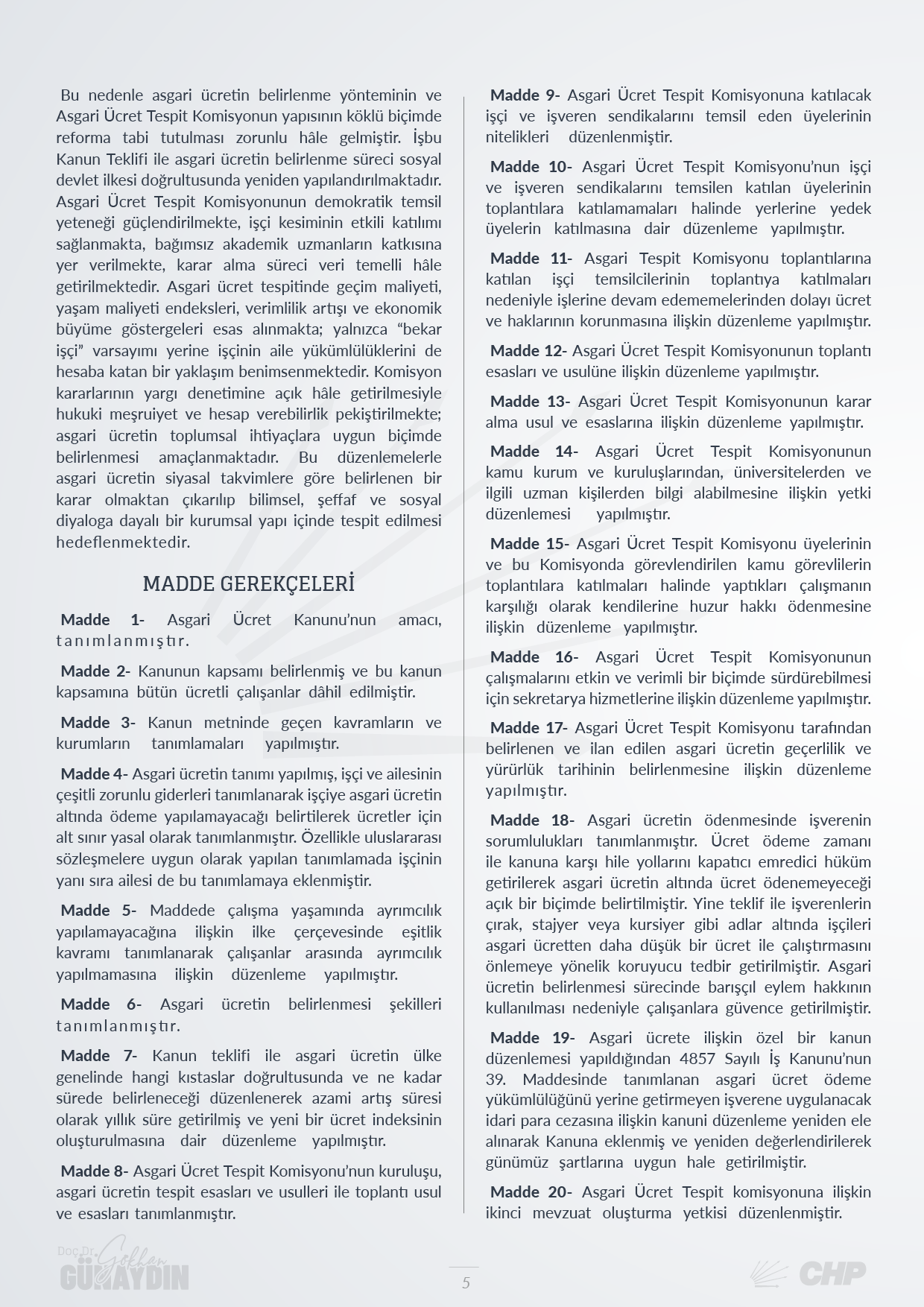 Asgari Ücret Tespit Komisyonu Kanunu Teklifi - 05