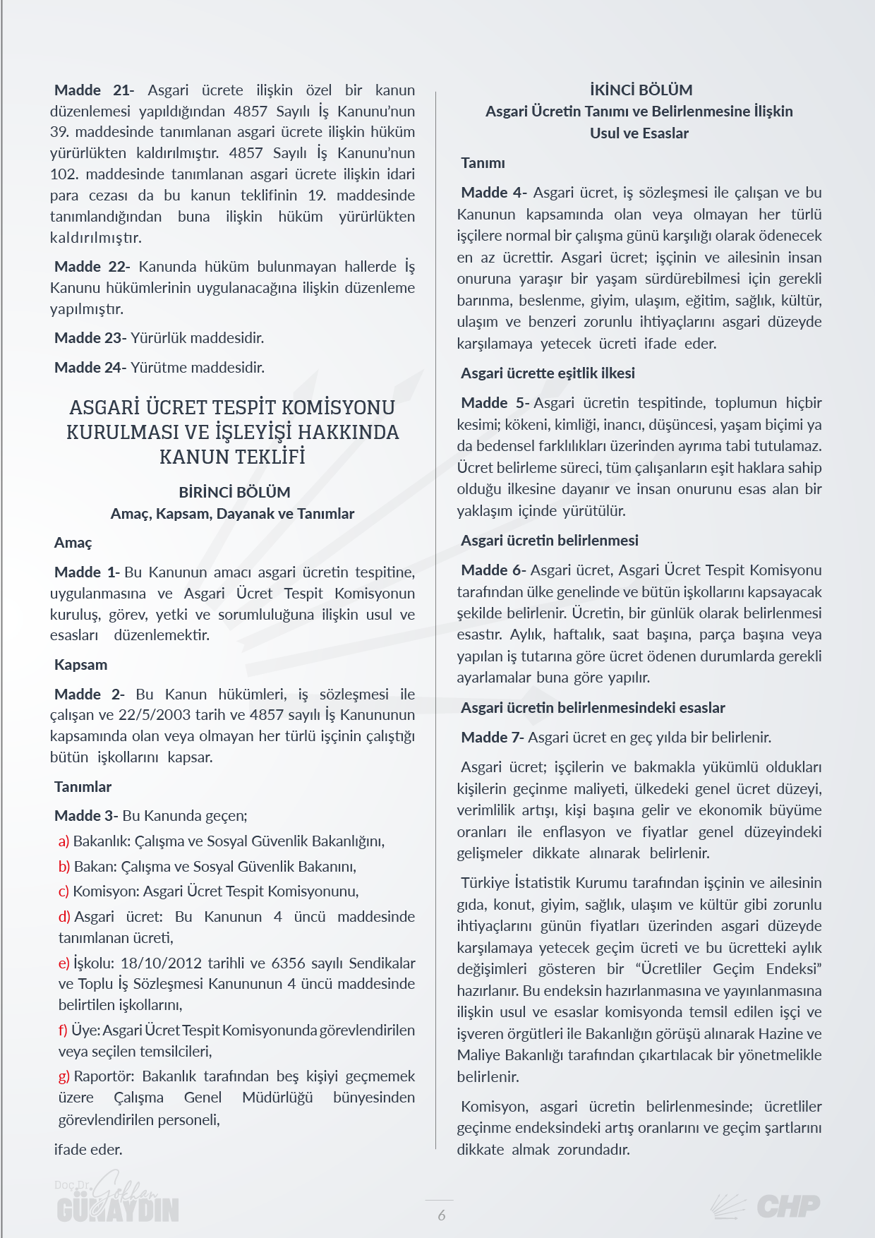 Asgari Ücret Tespit Komisyonu Kanunu Teklifi - 06