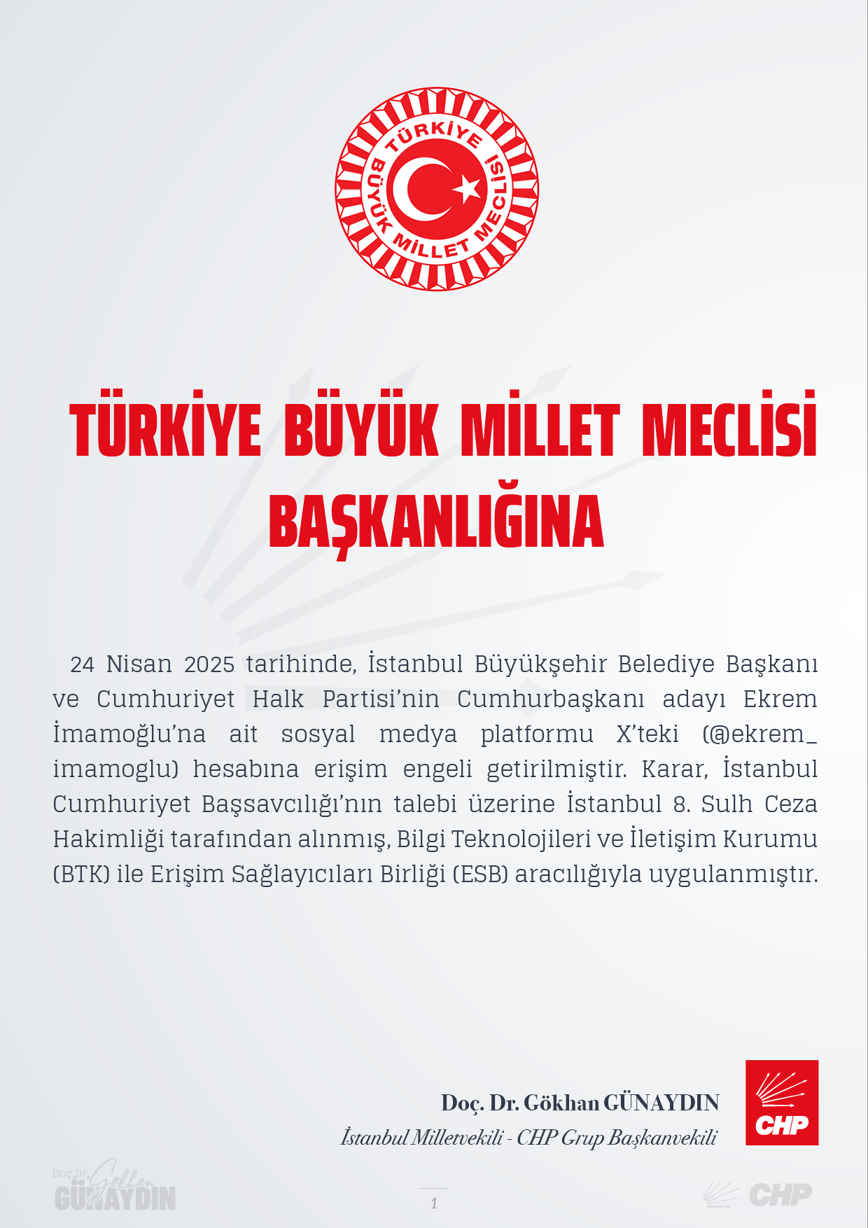 İmamoğlu’nun X Hesabına Erişim Engeli Getirilmesi - 01