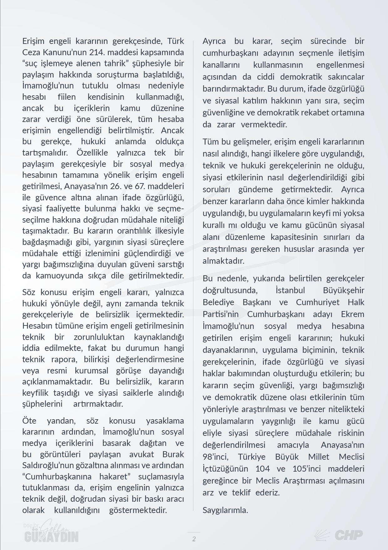 İmamoğlu’nun X Hesabına Erişim Engeli Getirilmesi - 02